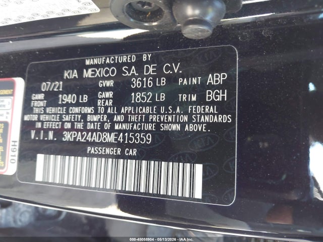 3KPA24AD8ME415359 KIA RIO S