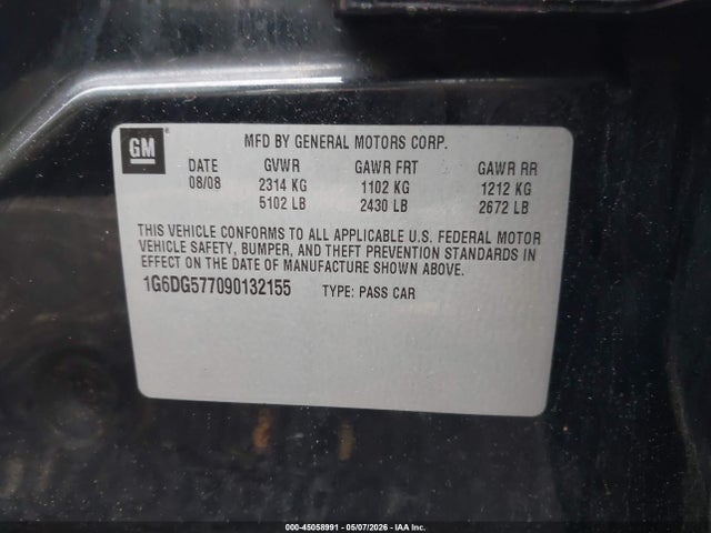 Aukcja sprzedaży 2009 Cadillac Cts Standard, vin: 1G6DG577090132155, numer aukcji: 45058991