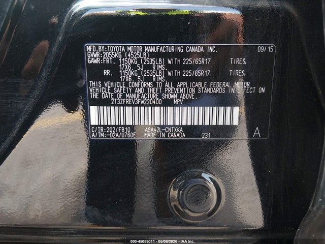 Aukcja sprzedaży 2015 Toyota Rav4 Le, vin: 2T3ZFREV3FW220400, numer aukcji: 45059011