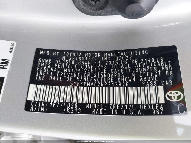 Toyota COROLLA LE 2022 5YFEPMAE2NP313826 Image 9