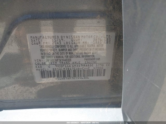 Aukcja sprzedaży 2019 Nissan Sentra Sr, vin: 3N1AB7AP7KY446306, numer aukcji: 45059021