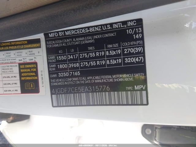 Продажа на аукционе авто 2014 Mercedes-benz Gl 450 4matic, vin: 4JGDF7CE5EA315776, номер лота: 45059051