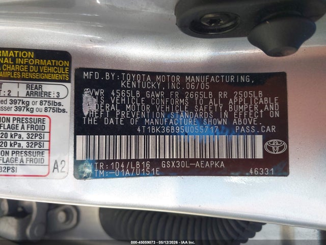 Продаж на аукціоні авто 2005 Toyota Avalon Limited, vin: 4T1BK36B95U055717, номер лоту: 45059073