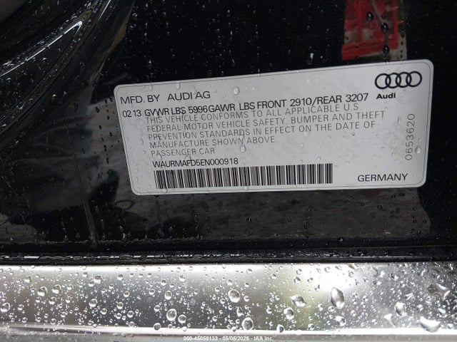 45059133 :رقم المزاد ، WAURMAFD5EN000918 vin ، 2014 Audi A8 L 3.0 Tdi مزاد بيع