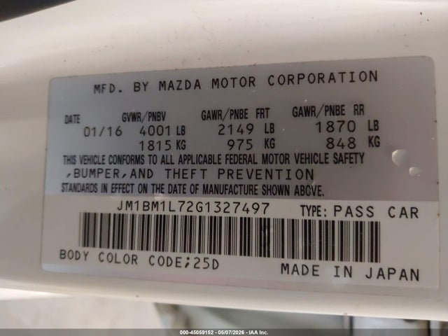 Продаж на аукціоні авто 2016 Mazda Mazda3 I Touring, vin: JM1BM1L72G1327497, номер лоту: 45059152