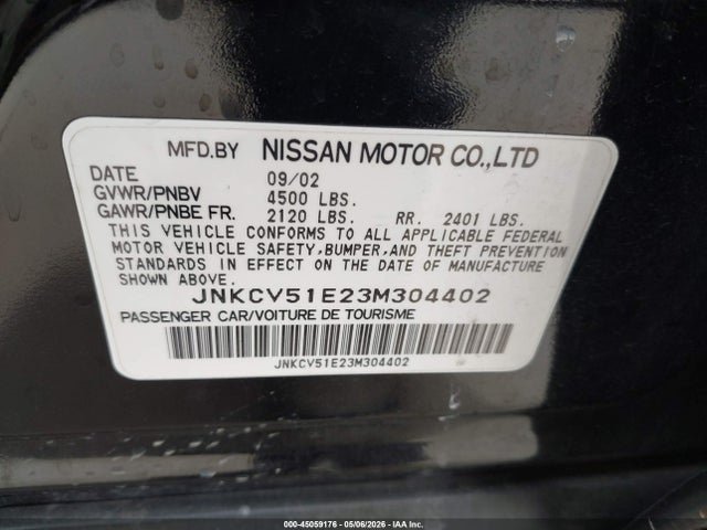 Aukcja sprzedaży 2003 Infiniti G35 Luxury Leather, vin: JNKCV51E23M304402, numer aukcji: 45059176