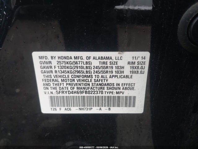 Aukcja sprzedaży 2015 Acura Mdx Technology Pkg W/entertainment Pkg, vin: 5FRYD4H69FB022370, numer aukcji: 45059177