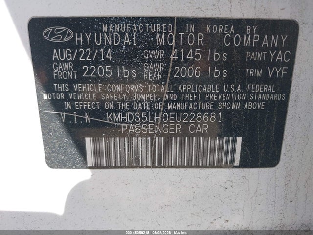 Aukcja sprzedaży 2014 Hyundai Elantra Gt, vin: KMHD35LH0EU228681, numer aukcji: 45059218