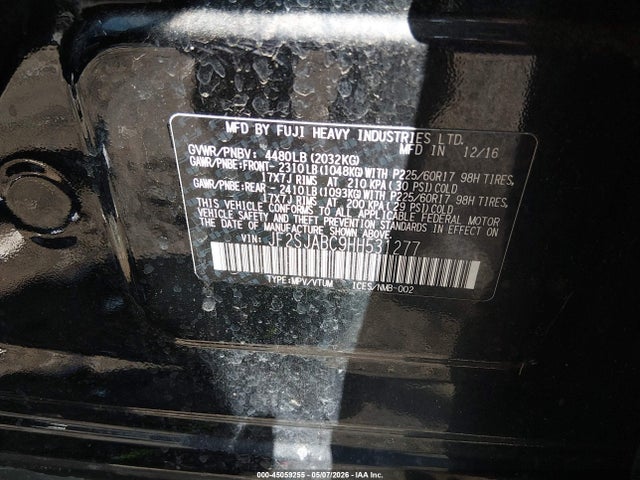 Aukcja sprzedaży 2017 Subaru Forester 2.5i, vin: JF2SJABC9HH531277, numer aukcji: 45059255