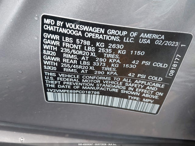 45059267 :رقم المزاد ، 1V2VMPE89PC018795 vin ، 2023 Volkswagen Id.4 Pro/pro S مزاد بيع