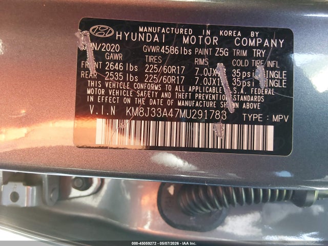 Продажа на аукционе авто 2021 Hyundai Tucson Value, vin: KM8J33A47MU291783, номер лота: 45059272