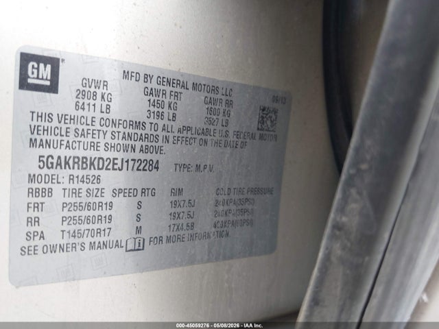 Aukcja sprzedaży 2014 Buick Enclave Leather, vin: 5GAKRBKD2EJ172284, numer aukcji: 45059276