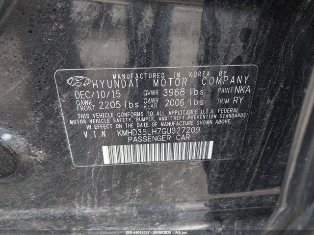 45059297 :رقم المزاد ، KMHD35LH7GU327209 vin ، 2016 Hyundai Elantra Gt مزاد بيع