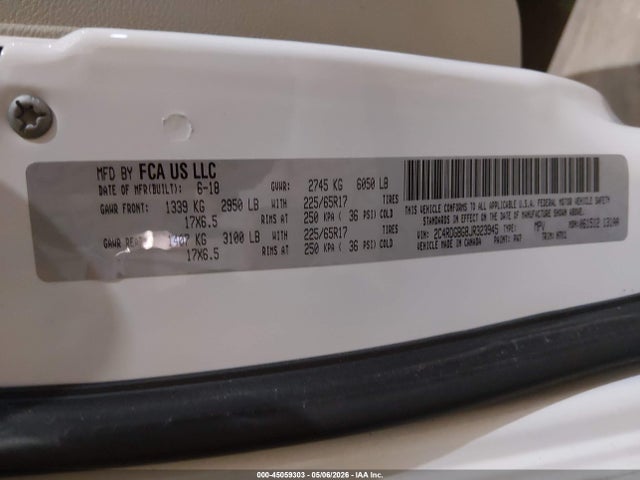 Продажа на аукционе авто 2018 Dodge Grand Caravan Se, vin: 2C4RDGBG8JR323945, номер лота: 45059303