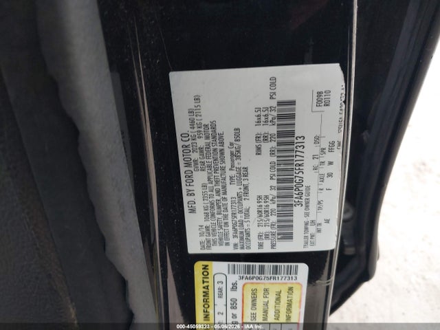 Продажа на аукционе авто 2015 Ford Fusion S, vin: 3FA6P0G75FR177313, номер лота: 45059323