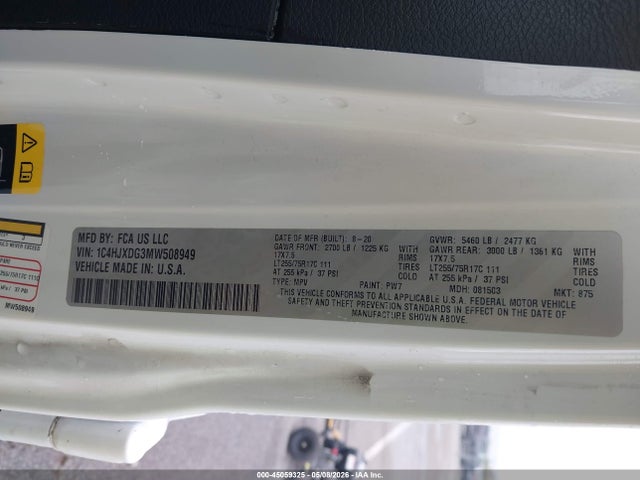 1C4HJXDG3MW508949 Jeep Wrangler Unlimited Willys 4x4