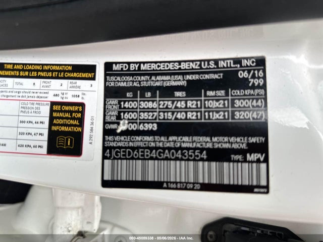 Продажа на аукционе авто 2016 Mercedes-benz Gle 450 Amg Coupe 4matic, vin: 4JGED6EB4GA043554, номер лота: 45059338