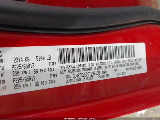 Продаж на аукціоні авто 2014 Dodge Journey Sxt, vin: 3C4PDCBG2ET290198, номер лоту: 45059474
