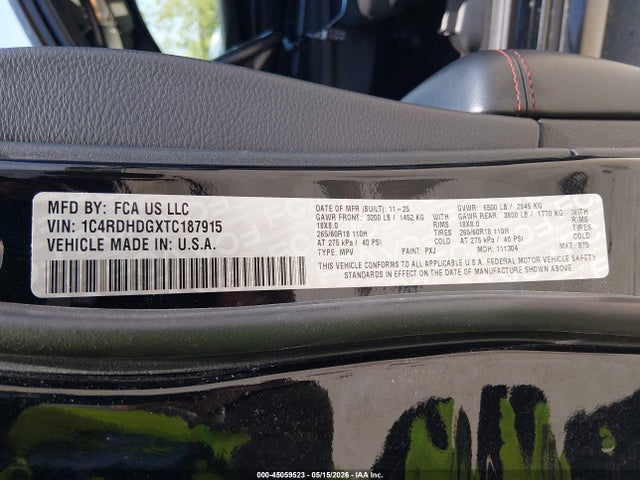 Продаж на аукціоні авто 2026 Dodge Durango Gt Rwd, vin: 1C4RDHDGXTC187915, номер лоту: 45059523