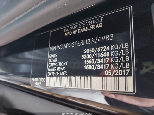 2017 Mercedes-benz Metris მანქანა იყიდება აუქციონზე, vin: WDAPG2EE8H3324983, აუქციონის ნომერი: 45059565