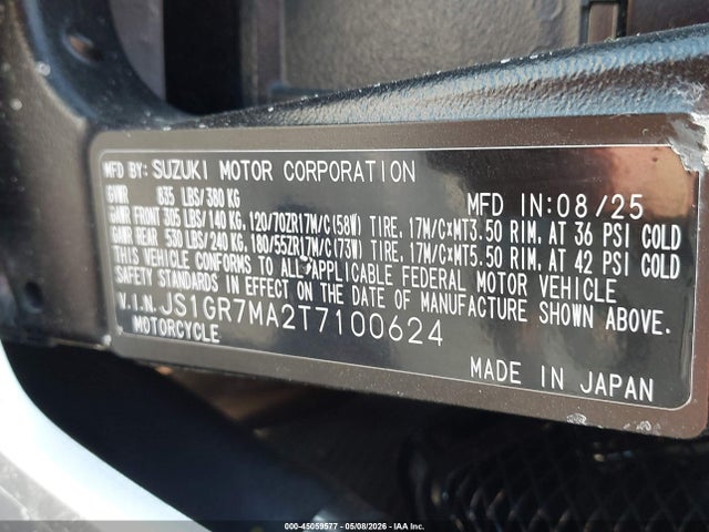 Suzuki GSX-R750 2026 JS1GR7MA2T7100624 Image 10