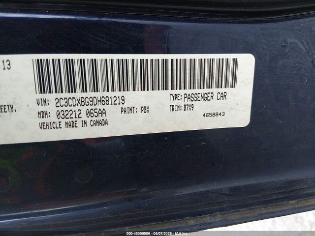 45059586 :رقم المزاد ، 2C3CDXBG9DH681219 vin ، 2013 Dodge Charger Se مزاد بيع