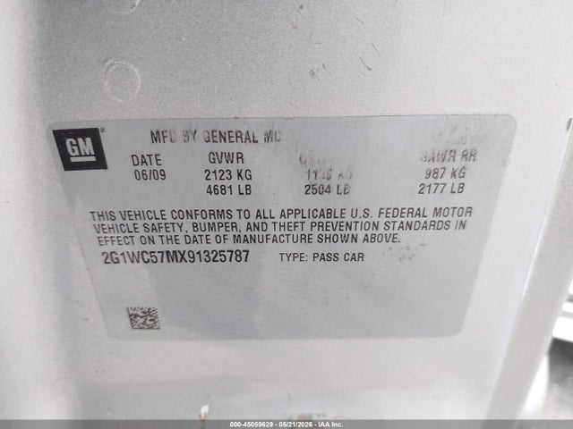 Aukcja sprzedaży 2009 Chevrolet Impala Lt, vin: 2G1WC57MX91425787, numer aukcji: 45059629