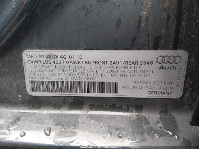 Продажа на аукционе авто 2010 Audi A4 2.0t Premium, vin: WAUBFAFL5AN045810, номер лота: 45059637