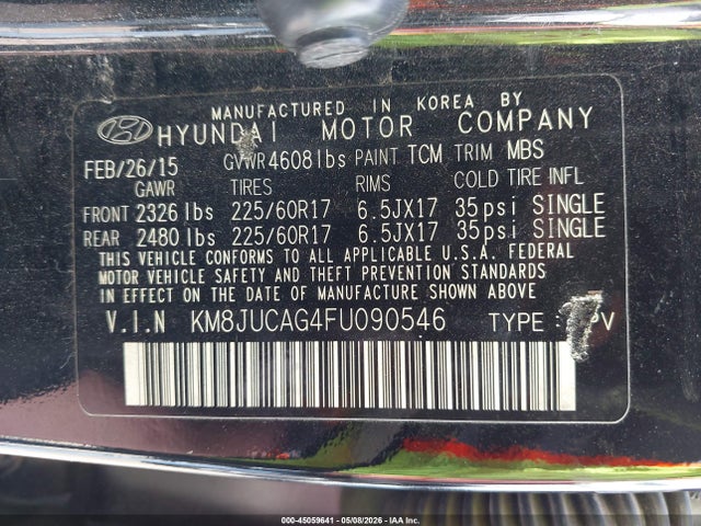 Hyundai TUCSON SE 2015 KM8JUCAG4FU090546 Image 9