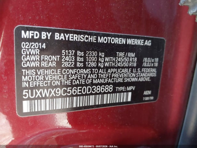 Продажа на аукционе авто 2014 Bmw X3 Xdrive28i, vin: 5UXWX9C56E0D38688, номер лота: 45059672
