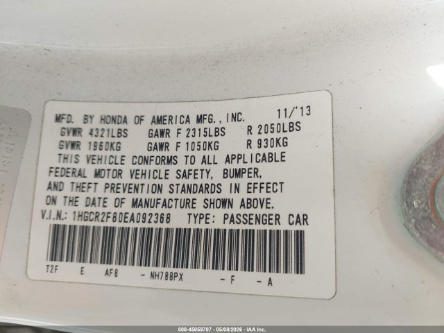 Honda Accord Ex-l 2014 1HGCR2F80EA092368 Image 9