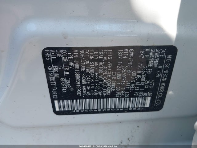 Aukcja sprzedaży 2025 Nissan Rogue Sv Intelligent Awd, vin: JN8BT3BB6SW162087, numer aukcji: 45059710
