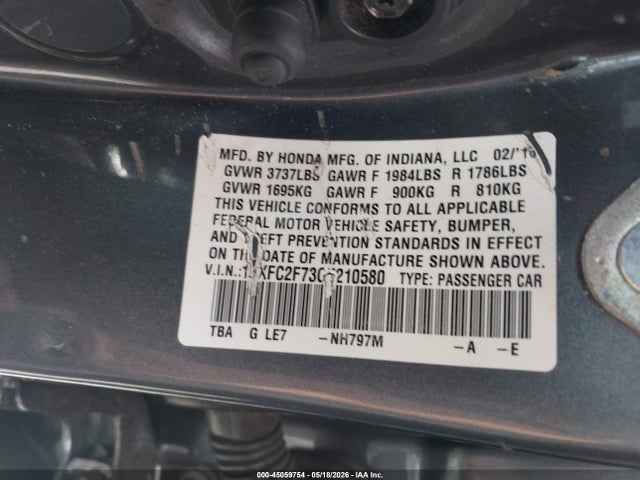 19XFC2F73GE210580 Honda CIVIC EX