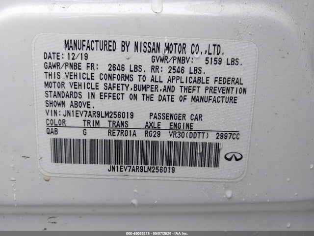 Продажа на аукционе авто 2020 Infiniti Q50 Edition 30 Awd, vin: JN1EV7AR9LM256019, номер лота: 45059816