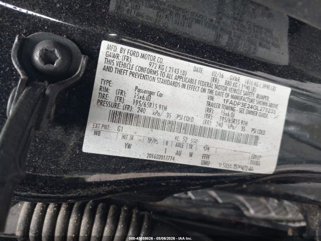 Ford FOCUS S 2016 1FADP3E24GL275233 Image 9