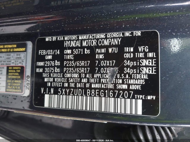 Aukcja sprzedaży 2014 Hyundai Santa Fe Sport 2.4l, vin: 5XYZUDLB8EG167207, numer aukcji: 45059847