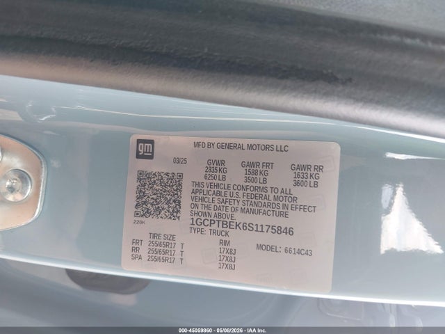 Aukcja sprzedaży 2025 Chevrolet Colorado 4wd Wt, vin: 1GCPTBEK6S1175846, numer aukcji: 45059860