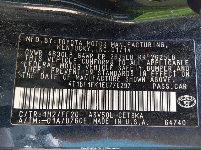 Aukcja sprzedaży 2014 Toyota Camry Se, vin: 4T1BF1FK1EU776297, numer aukcji: 45059895