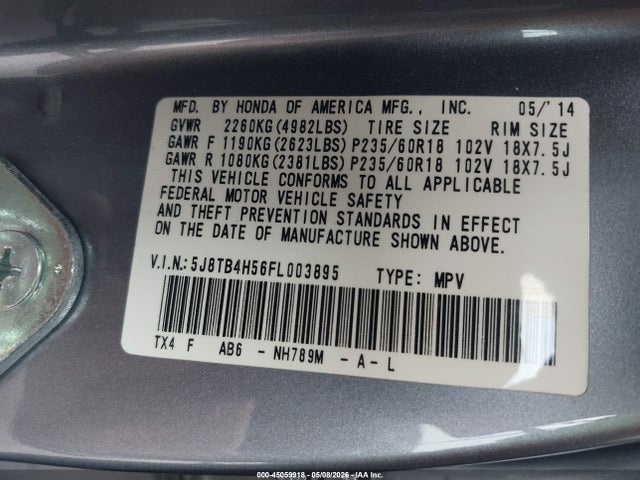 Aukcja sprzedaży 2015 Acura Rdx, vin: 5J8TB4H56FL003895, numer aukcji: 45059918