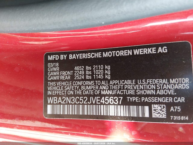 2018 Bmw M240i Xdrive მანქანა იყიდება აუქციონზე, vin: WBA2N3C52JVE45637, აუქციონის ნომერი: 45059934