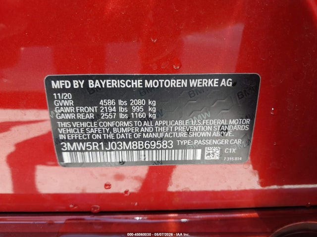 BMW 330I 2021 3MW5R1J03M8B69583 Image 9
