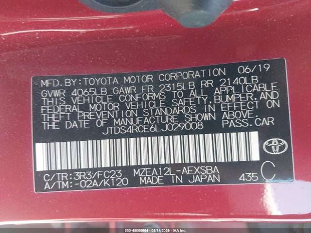 JTDS4RCE6LJ029008 Toyota COROLLA SE