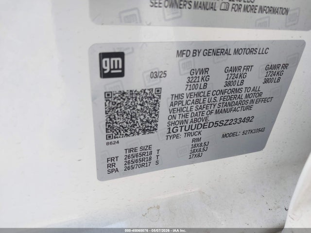 1GTUUDED5SZ233492 GMC Sierra 1500 4wd Short Box Slt
