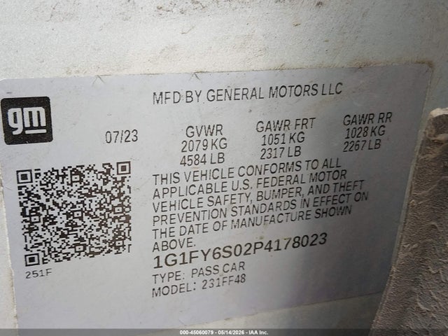 1G1FY6S02P4178023 Chevrolet Bolt Euv Fwd Lt
