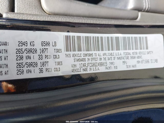 1C4RJFCG0GC498015 Jeep Grand Cherokee High Altitude