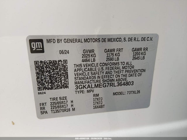 Aukcja sprzedaży 2024 Gmc Terrain Fwd Sle, vin: 3GKALMEG7RL364803, numer aukcji: 45060109