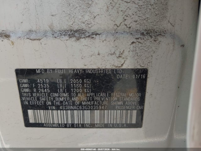 Subaru Legacy 2.5i Premium 2016 4S3BNAC63G3035947 Image 9