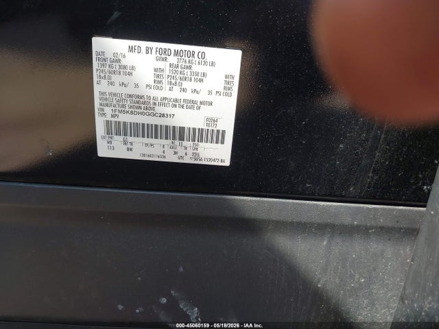 1FM5K8DH0GGC28317 Ford EXPLORER XLT