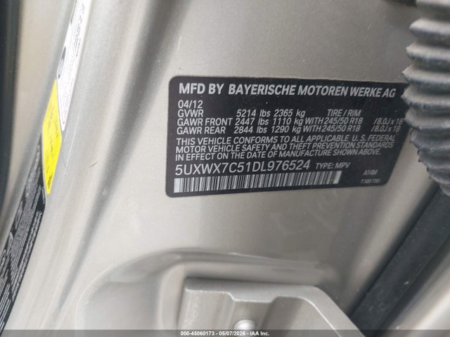 Продажа на аукционе авто 2013 Bmw X3 Xdrive35i, vin: 5UXWX7C51DL976524, номер лота: 45060173