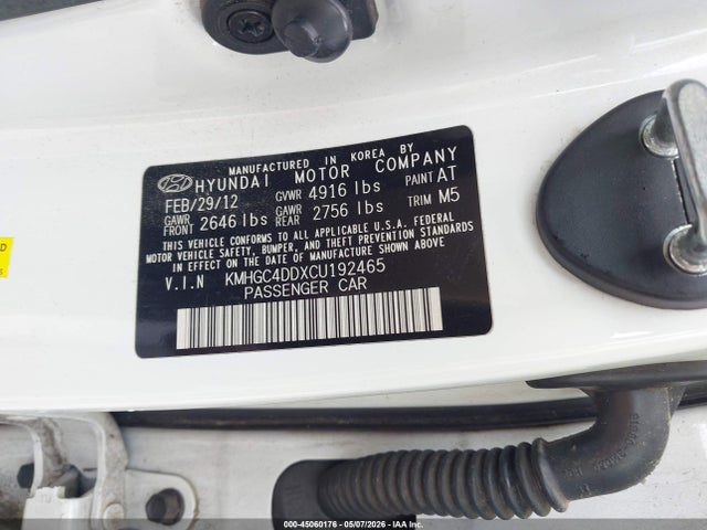 Продажа на аукционе авто 2012 Hyundai Genesis 3.8, vin: KMHGC4DDXCU192465, номер лота: 45060176